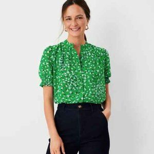 Ann Taylor Green Floral Blouse